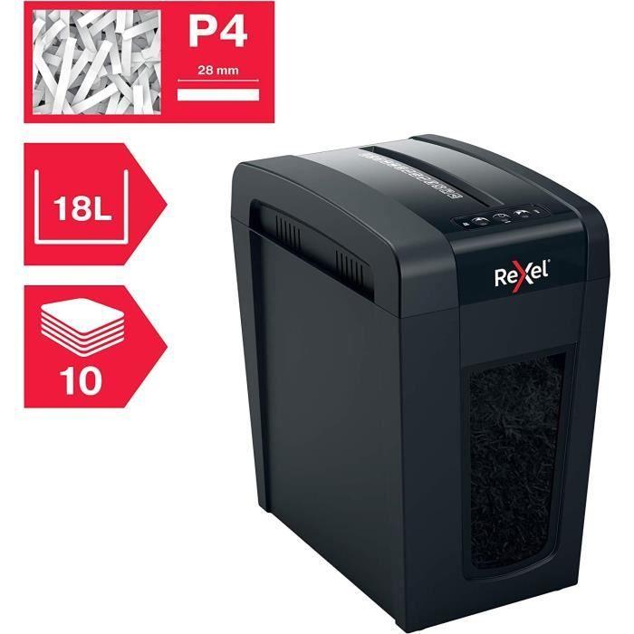 Destructeur De Documents - REXEL - Secure X10-SL - Coupe Croisée - Sécurité P4 - 10 Feuilles