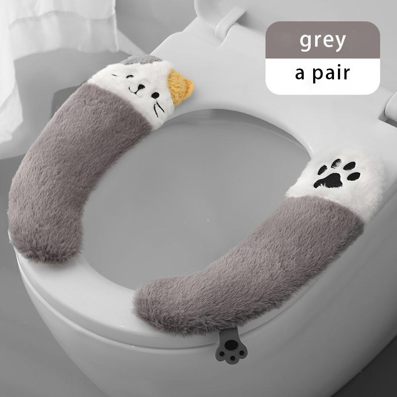 Animal Toilet Seat Cover with Self-adhesive Installation, Reusable Fabric Cover with Cute Decoration, Suitable for All Seasons