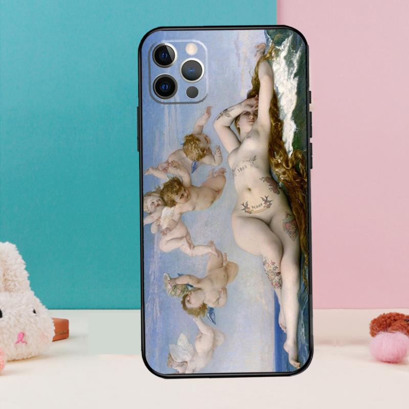 Art Painting Birth Of Venus Phone Case For iPhone 13 11 12 14 15 16 Pro Max Mini XR XS X Plus Back Cover Fundas