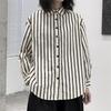 Johnature Simple Loose Striped Long Sleeve Shirt Spring Lapel Casual Loose Women Shirts