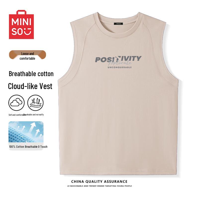 MINISO Men s Summer Heavyweight Pure Cotton Sleeveless Tank Top Z 3XL