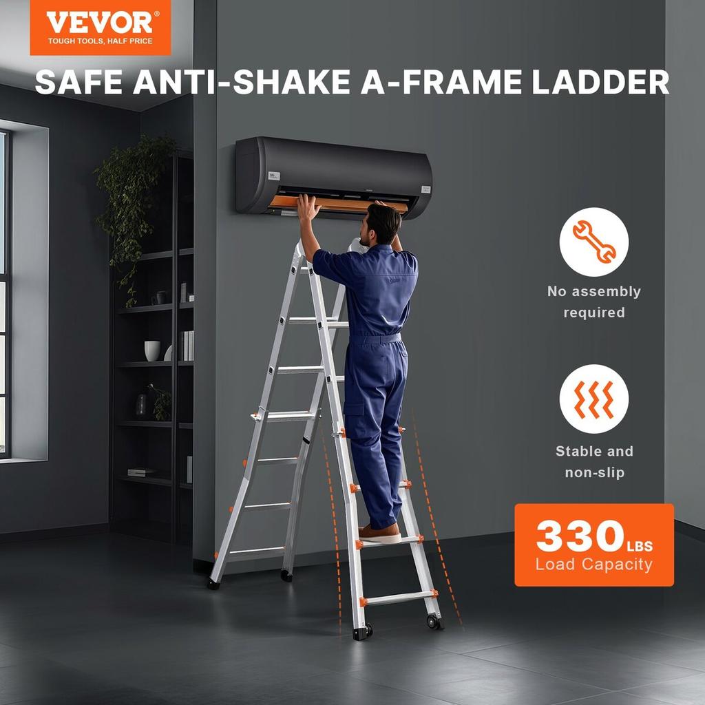 Telescoping Ladder A Frame 13 FT Extension Multi-Function for Homework