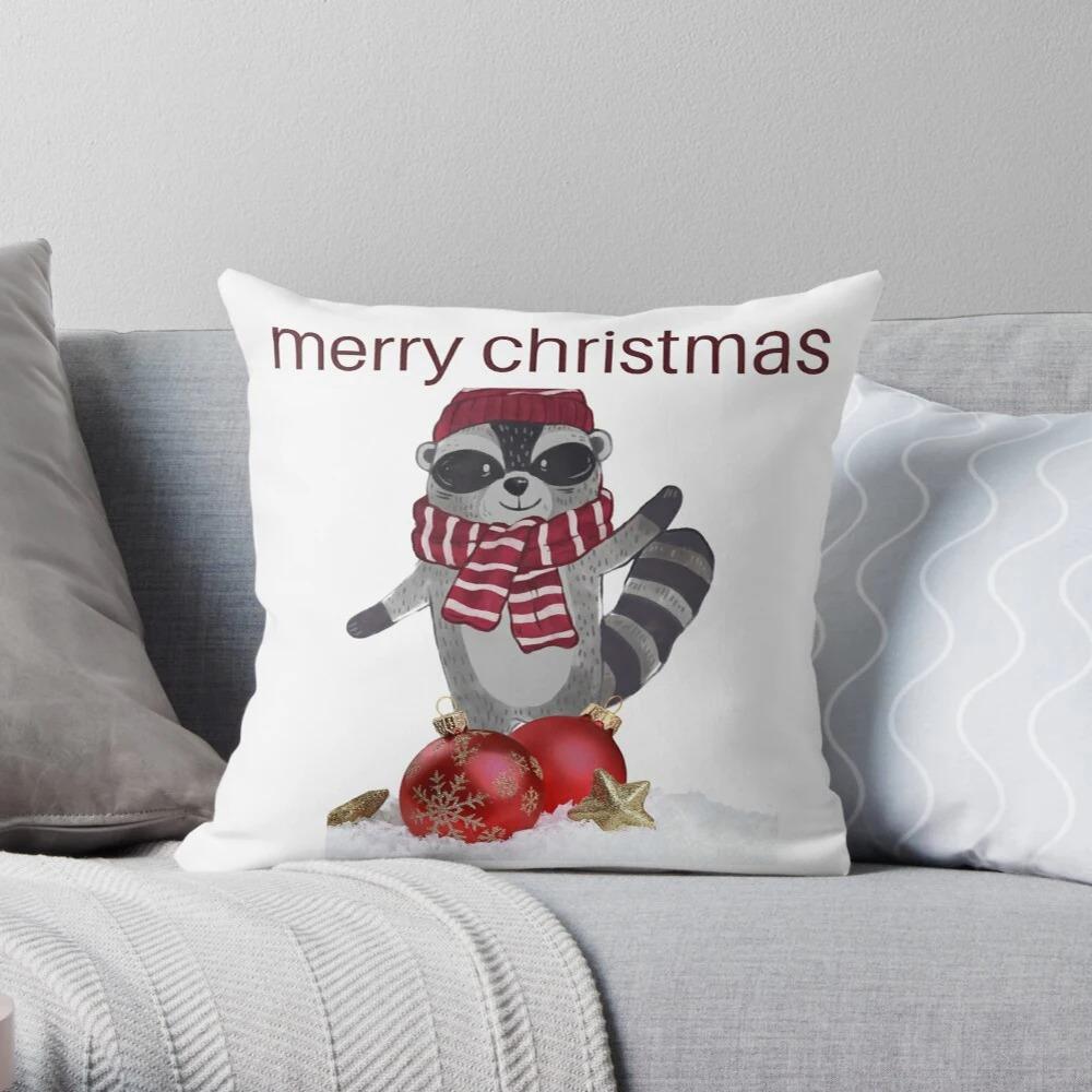 Merry Christmas Decoration Home Pillowcase Cushion Cover Autumn 45X45Cm Red Hat Modern Living Room Sofa Bed Pillowcase
