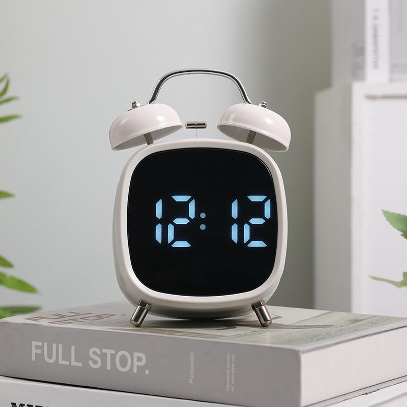Electronic Metal Alarm Clock Featuring Led Screen And Powerful Chime For Home Sleep Aid