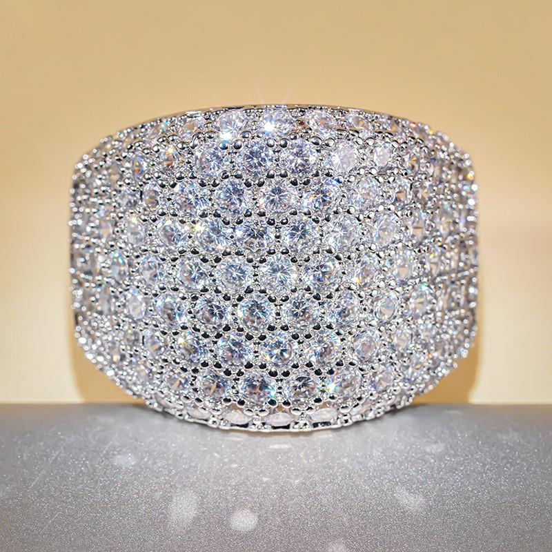

925 Sterling Silver Cubic Zirconia Rings Sparkling Attractive Wedding Bridal Jewelry Gorgeous Fashion Accessories for Women 6