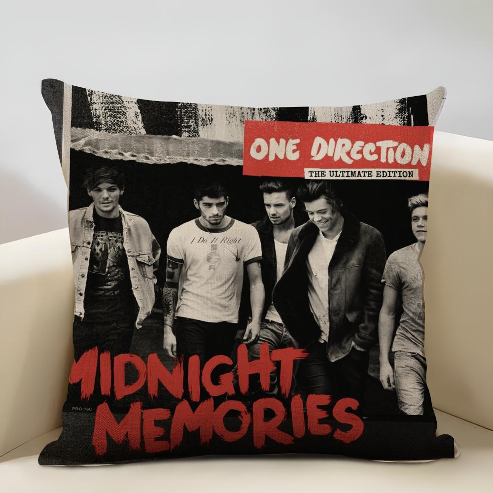 One D-D-Direction Album Cushion  Household Decoration Linen Sofa Cushion Cover: Skin-Friendly & Breathable with Invisible Zipper