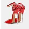 Women Rivet High Thin Heel Sandals Lady Sexy Ankle Strap Single Shoes for Nightclub Party Host Model Catwalk Pub Cross Dressing