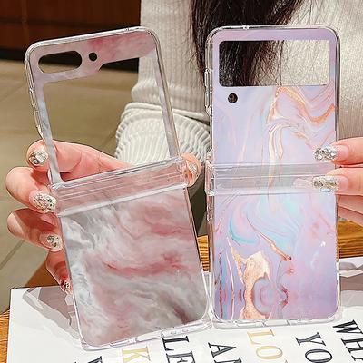 Ink Marble Pattern Clear Phone Case For Samsung Galaxy Z Flip5 Flip7 Flip6 Folding Hard Cover For Samsung Z Flip 7 6 5 4 3 5G