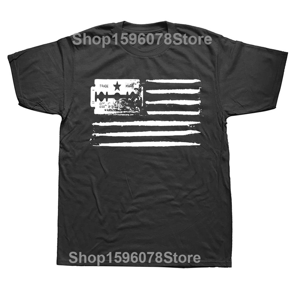 Lustige Amerikanische Flagge Kokain T-Shirts Grafik Baumwolle Streetwear Kurzarm Geburtstagsgeschenke Sommer Kaffee T-Shirt Herrenbekleidung