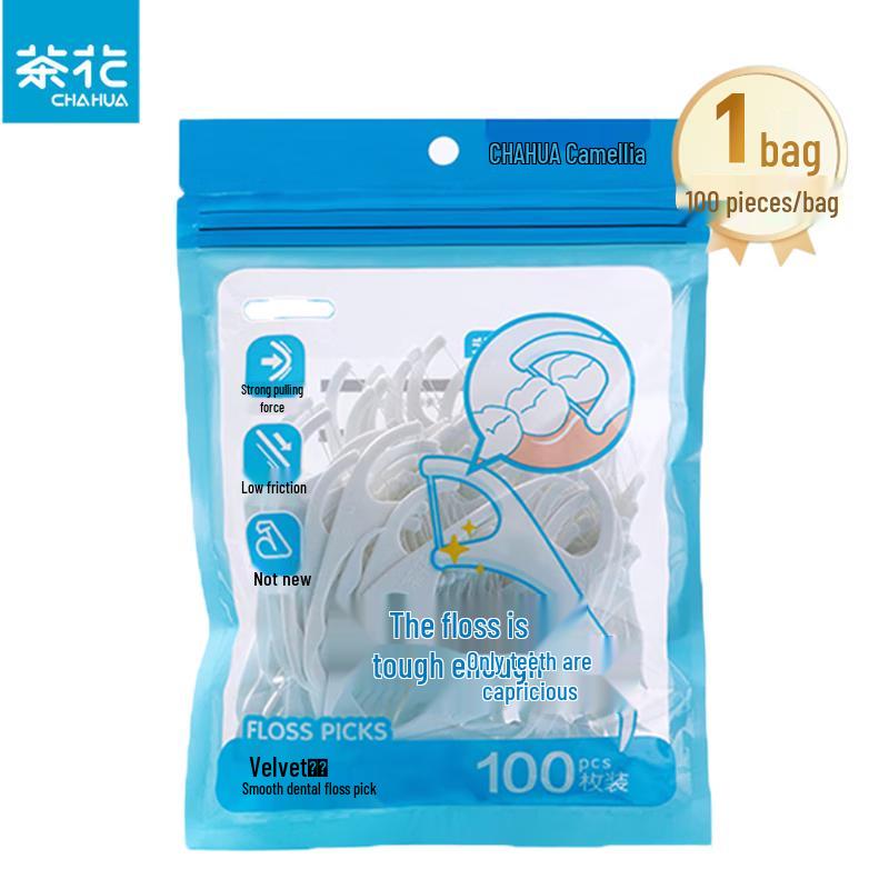Chahua Bamboo Dental Floss Picks & Toothpicks, 100 Count