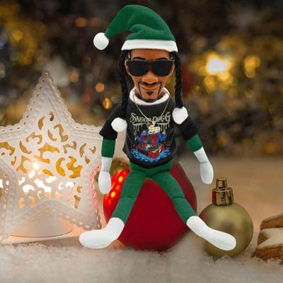 Snoop Elf On The Stool Funny Hip Hop Doll Christmas Ornaments Plush Doll Toy Collectible Home Decoration