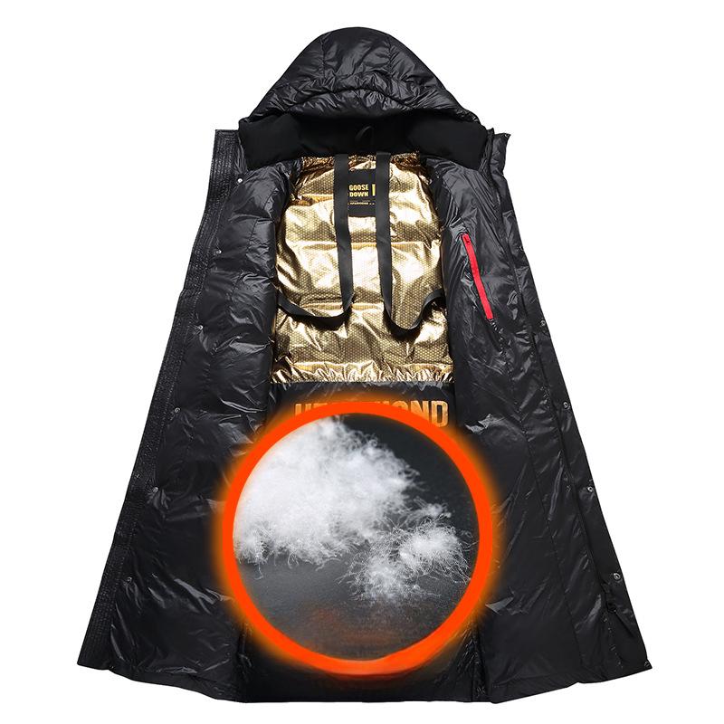 Black Gold Down Graphene Down Jacket Winter New Windproof Warm Thickened Long