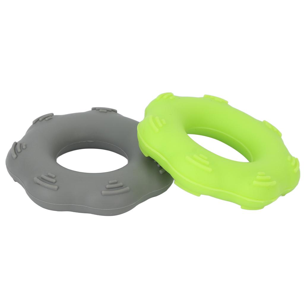 2pcs Hand Grip Strengthener Silicone 40lb Green Exerciser Ring 40lb Gray Strength Ring for Muscle Training Massage
