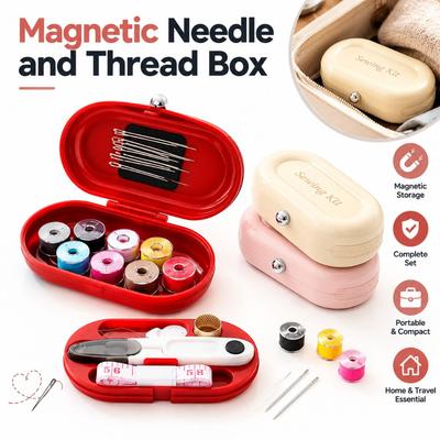 DIY Magnetic Needle and Thread Box Portable Hand Sewing Tool Kit for Dormitories