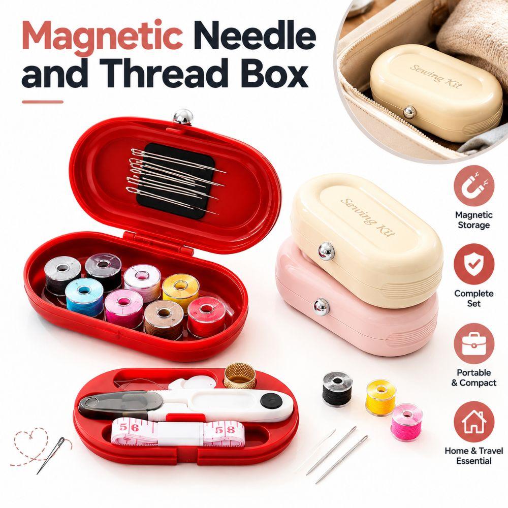 Portable Magnetic Needle and Thread Box DIY Hand Sewing Tool Kit for Dormitories