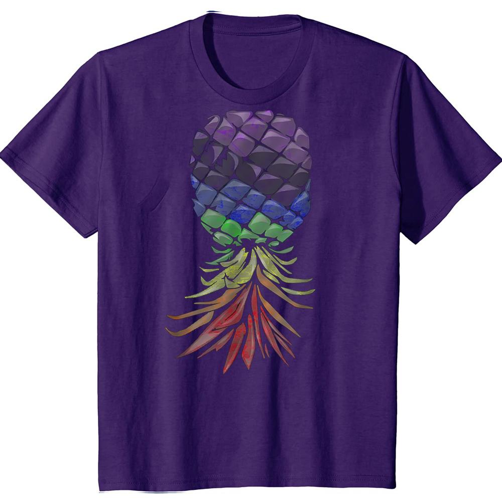 Funny Swinger Rainbow Pineapple Upside Down T-shirts Men Women Fashion Casual Tshirt 100% Cotton Loose Oversized T Shirt Summer