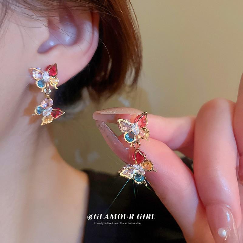 

Серьги-кисточки Серебряная игла с цирконом - Корейский нишевый дизайн, Модный легкий люкс, Женские стильные серьги-гвоздики.