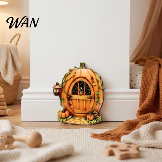 Garden Corner Fairy Lights Wooden Decoration, Tree Hollow Cottage Door with High-Definition Crafts Decoration UV Printing, Waterproof Acrylic Outdoor