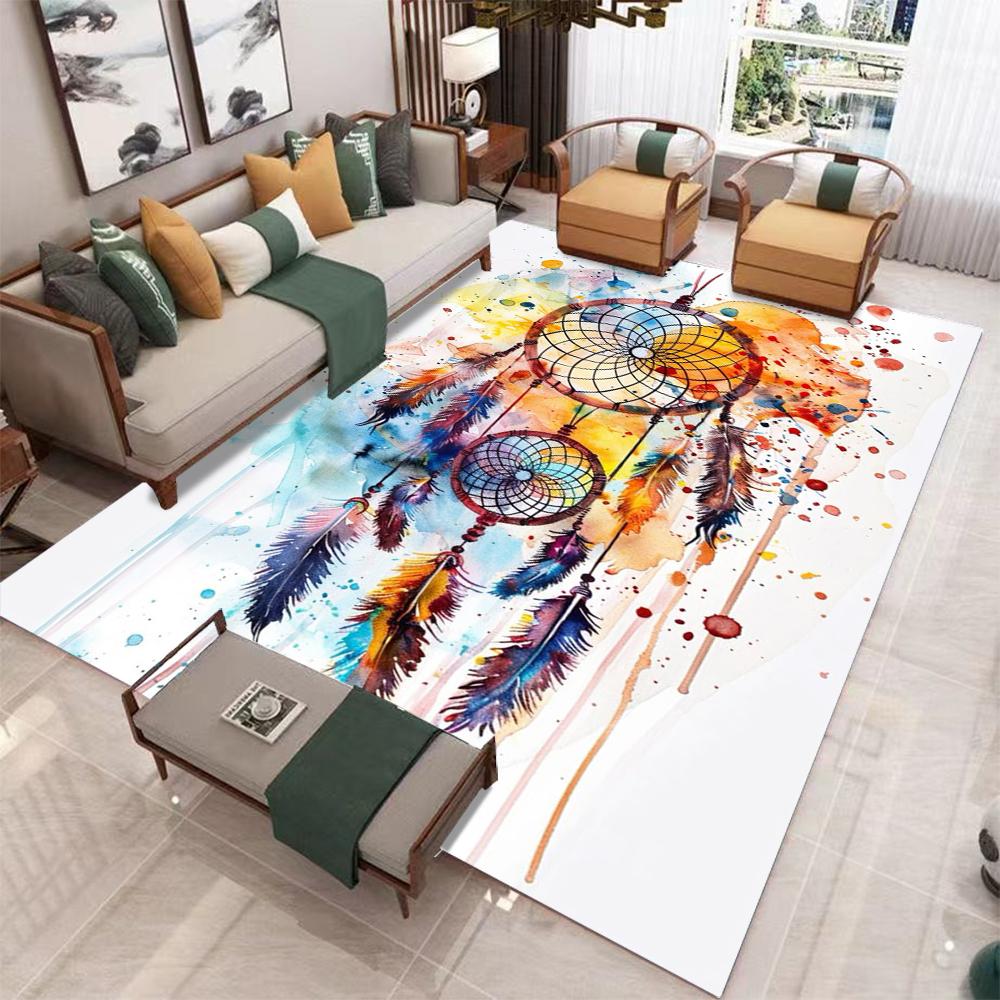 Bohemian Dreamcatcher Carpet Mat Rug Feather Beaded Ethnic Pattern Colorful Home Sofa Decoration Living Room Bedroom Floor Mat