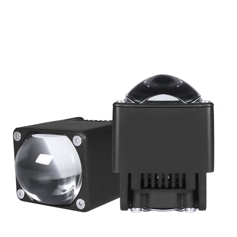 High Power Yellow And White Double Color Ribbon Tangent Led Bifocal Lens 80W Middle Net Led Headlights Motorcycle Spotlights