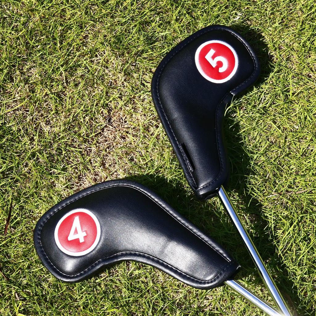 Golf Iron Magnetic Wedge Club Headcover Synthetic Numbered Red and Black Synthetic Covers, Covers, Set, Leather, Black/White (10pcs (4-9, P, A, S, X),