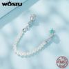 WOSTU Ocean Jewelry 925 Silver Sea Turtle Starfish Pearl Silicone Safety Chain Charm Pearl Chain Beads Fit DIY Bracelet