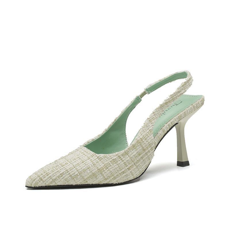 

Гострокінцеві босоніжки високого класу на шпильці - жіночий літній стиль, відкрита спина, закритий носок. 35