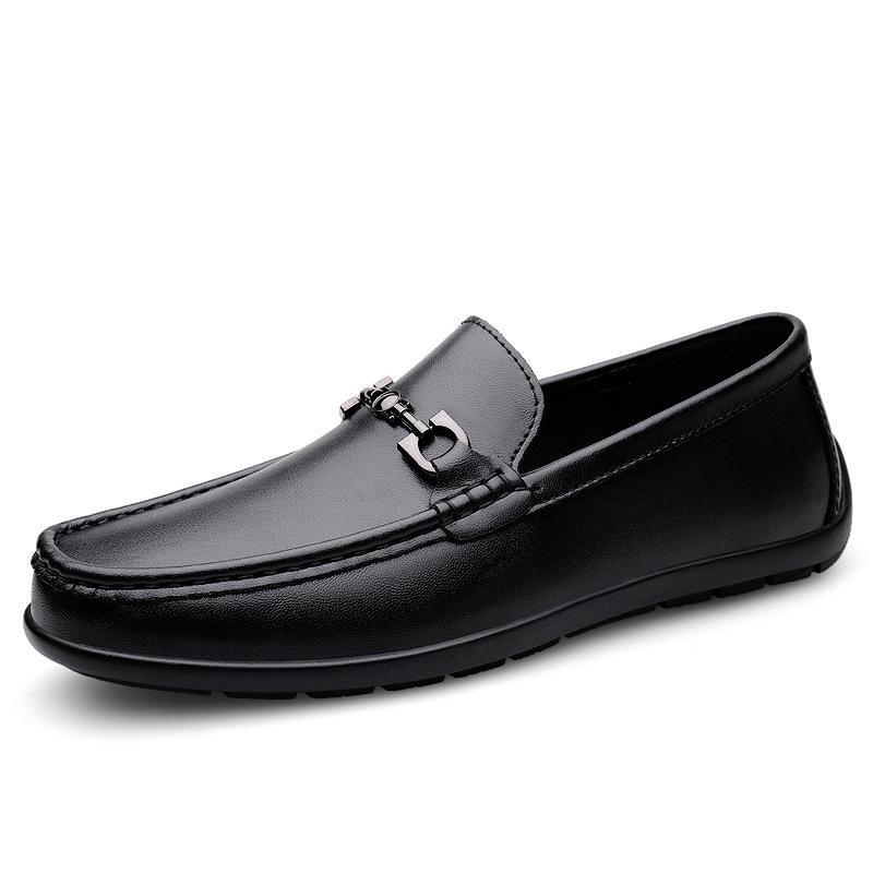

Summer low-top loafer small leather shoes overfitting flat-bottomed lazy shoes driving casual shoes 37 чёрный