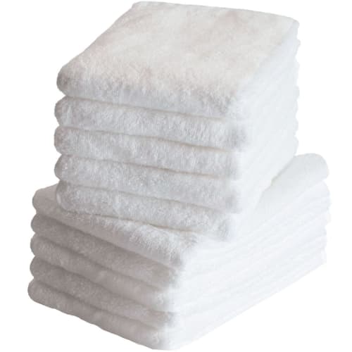 Transparan Japanese-Made Face Towels, 10-Piece Set, 260 Momme, Senshu Towels, Quick-Drying, Absorbent, Just the Right Thickness, 100% Cotton, Bulk Pur