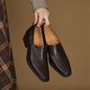 Krazing Pot Cow Skin Fashion Spring Autumn Thick High Heels Women Round Toe Office Lady Retro Fashion Pumps