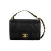 Classic Flap CF Grain Cow Leather Material Gold Metal Crossbody Bag, Shoulder Bag Mini Women's Black AS5239-B19405-94305