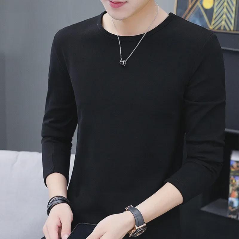 

Мужская футболка с длинным рукавом и принтом в корейском стиле Slim Fit - Осенние повседневные топы Medium
