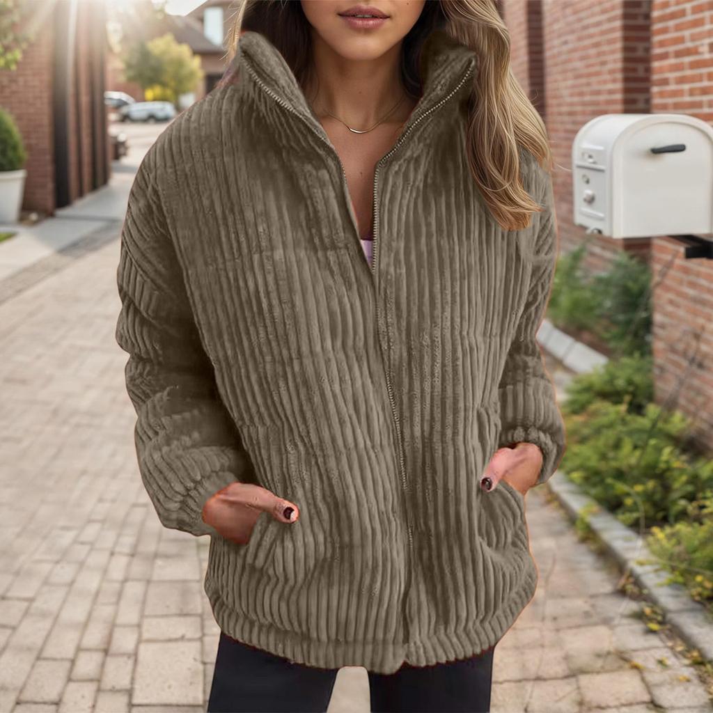 Women's Loose Comfortable Casual Fashion V-Neck Solid Color Long Sleeve Coat
