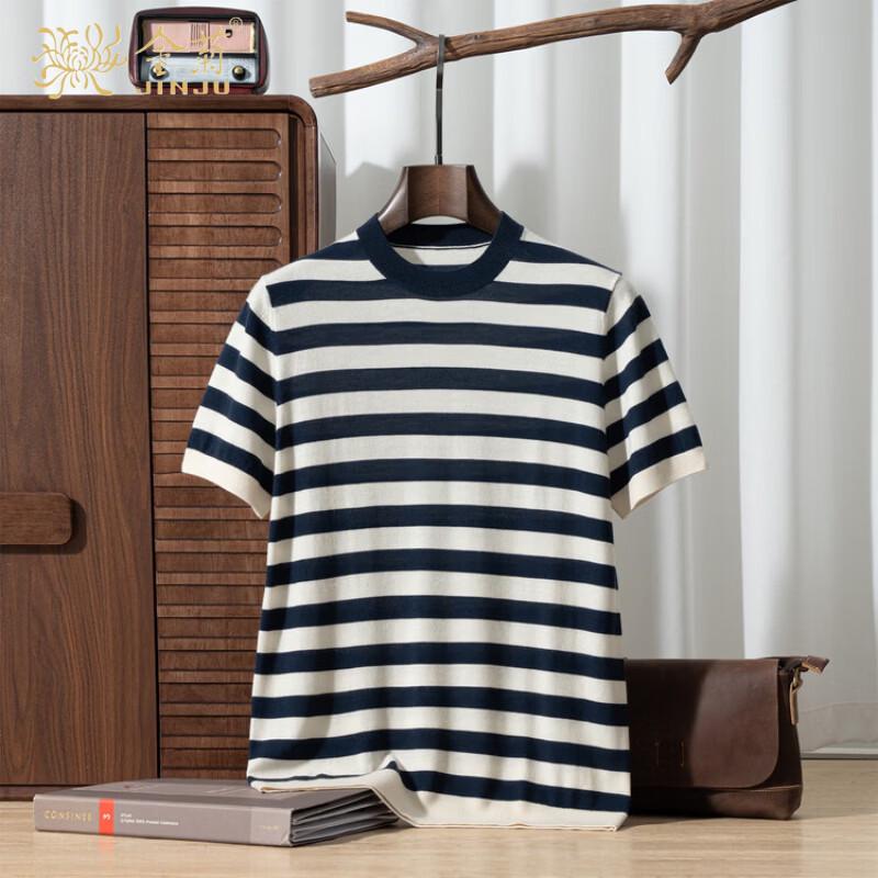 

Jinjuan Men s Light Luxury Silk Cashmere Wool Blend Round Neck T-Shirt L