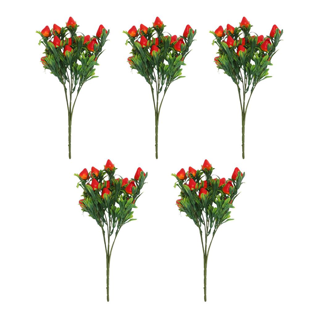 Künstlicher Erdbeerzweig PVC Simulierte Erdbeerstaude Falsche Fruchtblüten-Sträuße für Zuhause Hochzeit Tischdeko DIY