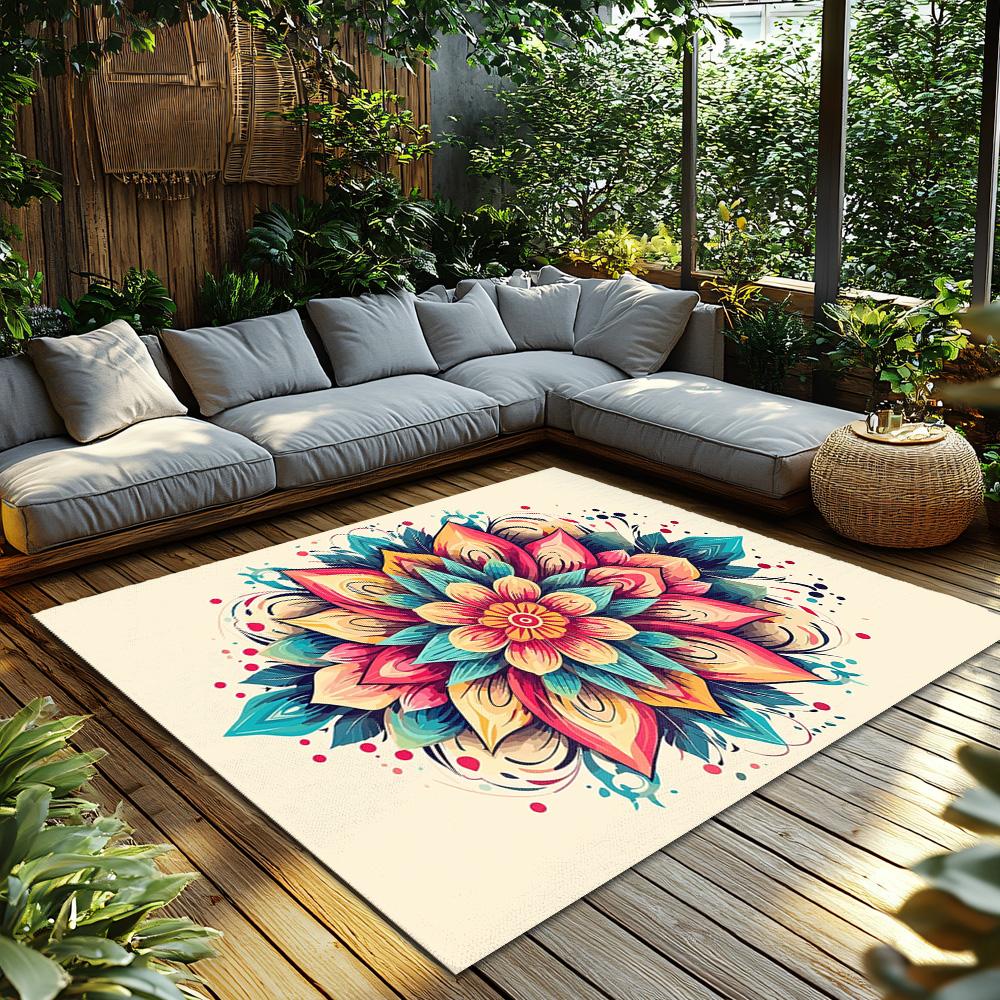 Boho Flower Carpet Washable Non Slip Floor Mat Persian Area Rug Modern Abstract Home Decor Living Room Bedroom Dorm Rug Gift