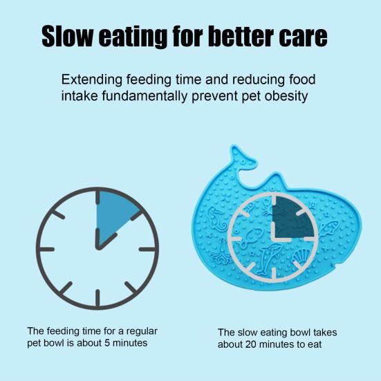 Pet Slow Food Mat with Suction Cups, Whale Shape Slow Feeding Mat for Prevent Choking Anxiety Relief, Non-Slip Silicone Lick Mat for Dogs And Cats