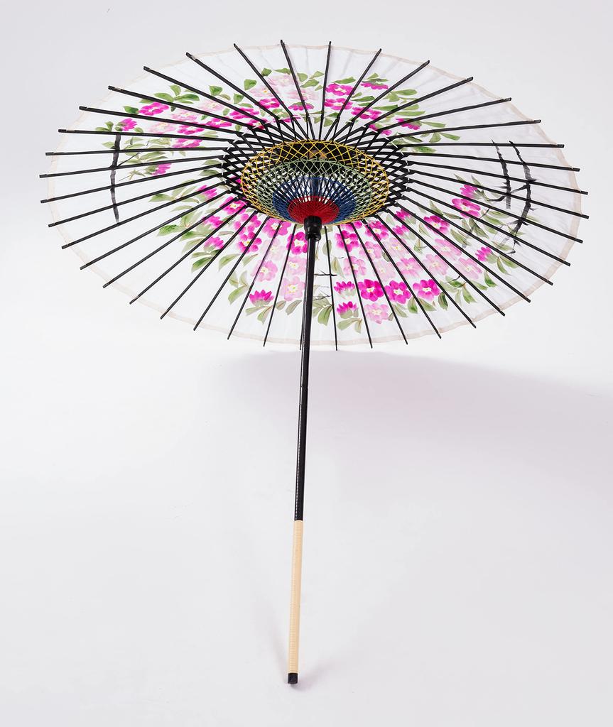 Yamamoto Bamboo Craft Shop Japanese Silk Cherry Blossom Jointed Dance Umbrella (YAMAMOTOTAKIZAYIKUYA) Umbrella, Umbrella, Design, Handle, (White)
