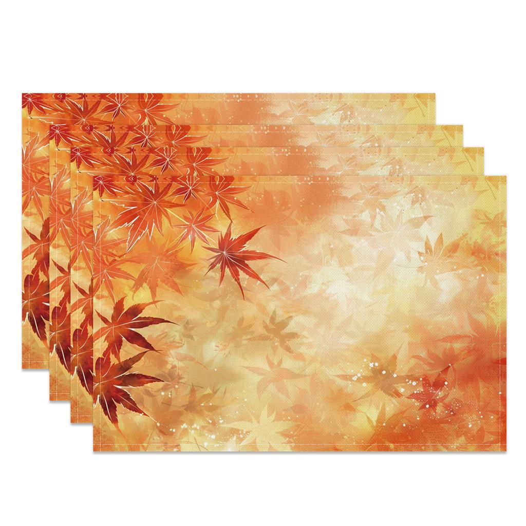 Autumn Harvest Placemats Sunflower Pumpkin Fall Leaves Printing Cozy Seasonal Table for Dining High Tea Wedding Decoration
