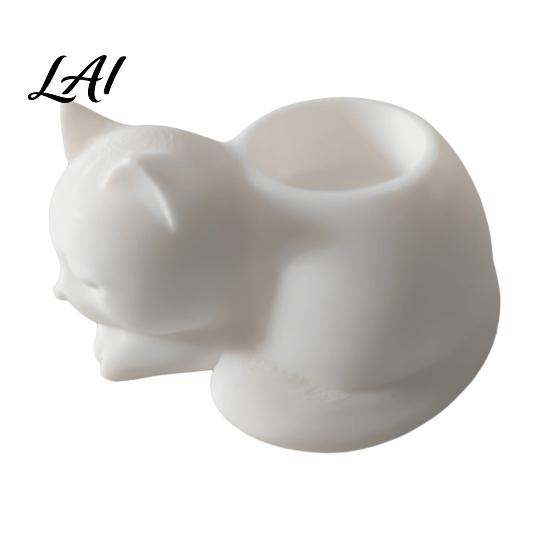 Practical Office Gift Cat Candle Holder Cartoon Lying Flower Pot for Succulents Kitten Desktop Ornament Home Decor Storage Jar Jar Creative Animal