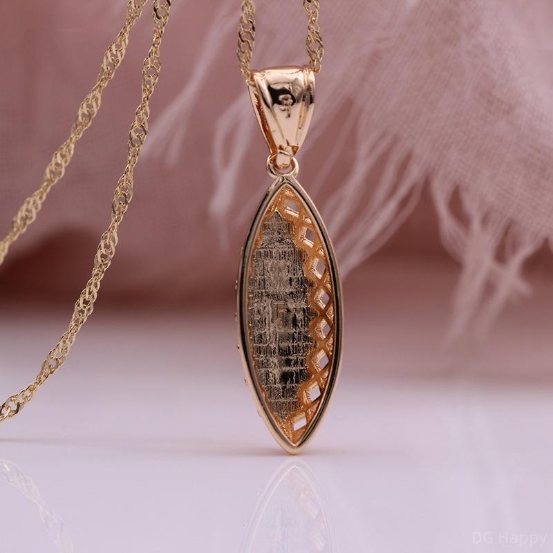 Horse Eye Artificial Zircon Rose Gold Color Italian Craft Retro Style Necklace