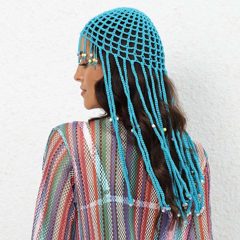 Y2k Knitted Hat Handmade Skullies Hat Breathable Beret Cap  for Women