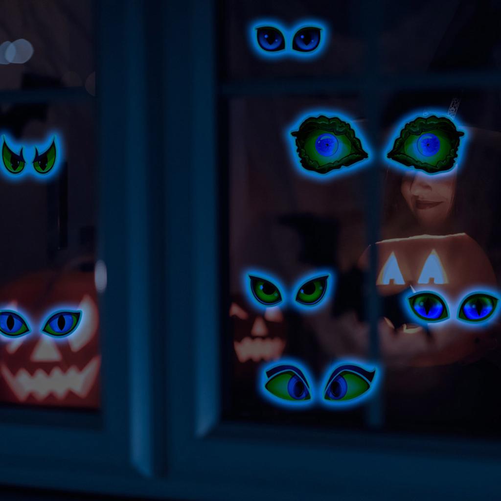 Glow In The Dark Halloween Peeking Eyes Self Adhesive Wall Stickers For Spooky Party Decorations PVC Material