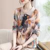 Middle-aged Mother Autumn New Long-sleeved Sweater Thin Middle-aged and Elderly Knitted Sweater Women