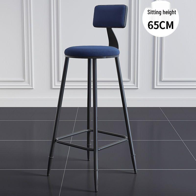 Modern Wrought Iron Bar Stool with Backrest - High Stool for Dining, Light Luxury Design