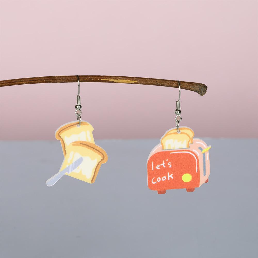 Personalized Environmentally Friendly Acrylic Earrings, Cartoon Burger Kitchen Tableware Modeling Earrings Earrings