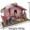 European Christmas Nativity Large Wooden Cottage Ornament Set For Table Centerpiece And Mantel Holiday Gift