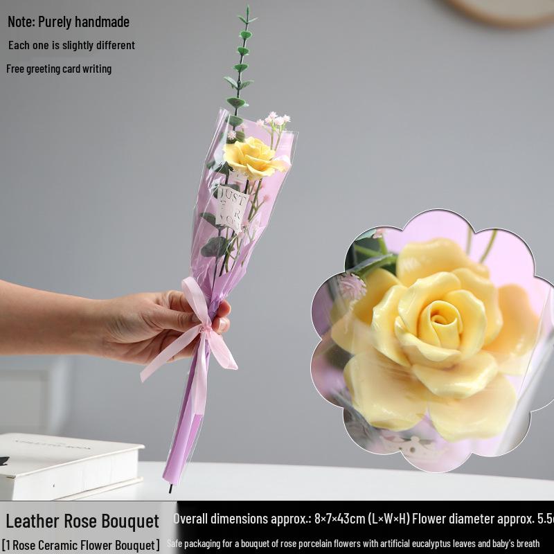 Handmade Ceramic Rose Bouquet - Valentine's Day Gift & Home Decor