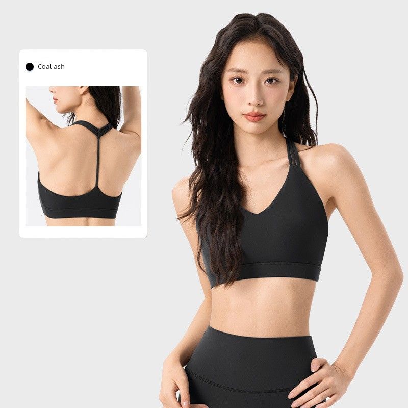Lu Same Sports Intimates Women's Fixed Cup Sexy Sling Vest Outwear Nude Feel Plaid Workout Yoga Bra