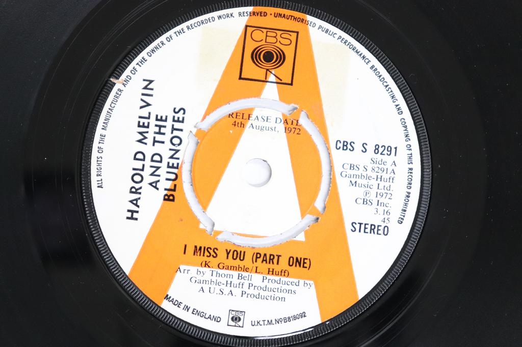 7inch Record HAROLD MELVIN, BLUENOTES - I Miss You (Part One) / (Part Two) CBSS8291PROMO CBS 1972 UK Soul/Funk Used